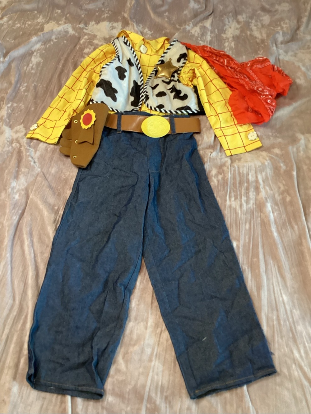 Disney Toy Story Woody Cowboy Costume with Red Bandana and Blue Pants